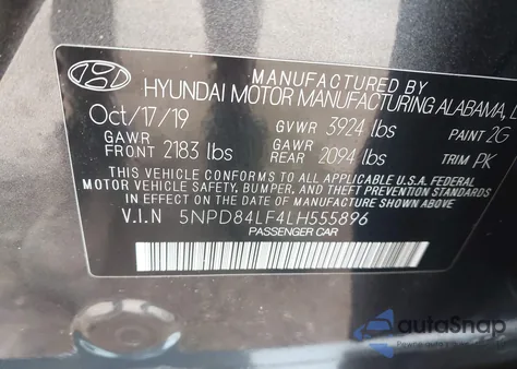 2020 Hyundai Elantra Sel из США, поврежденный, VIN 5NPD84LF4LH555896